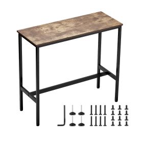 Bar Table, Sturdy Metal Frame High Top Pub Table, Narrow Long Kitchen Dining, Cocktail Counter Bar Height Desk, Easy to Assemble,39x16x35.5 in