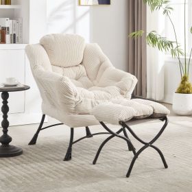 Lazy Chair with Ottoman, Modern Lounge Accent Chair with Armrests and a Side Pocket