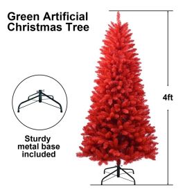 PVC Christmas Tree, Christmas Decorations, Red (Option: 4ft)