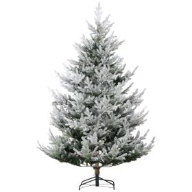 7.5 FT Artificial Christmas Tree, Flocked Hinged Xmas Tree with 1218 Tips, Steel Base, Auto Open, Green (Option: Green-1200x360x360 mm)