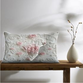 2pcs Rose Palace Style Bedroom Satin Print Soft And Skin Friendly Pillowcase (Option: 75x50cm-Pink)