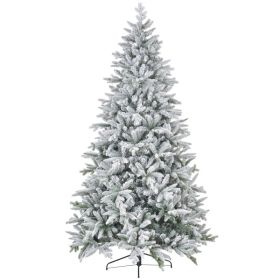 8ft Artificial Flocked Christmas Tree with Snow Tips, Easy Assembly, Hinged Xmas Tree for Home Office Holiday (Option: Green-1220x380x394 mm)