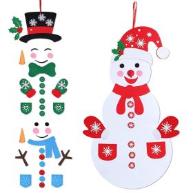 Felt Christmas Snowman Set DIY Felt Christmas Hanging Decorations Kits With 54Pcs Detachable Ornaments Xmas Gift For Toddlers (Option: Multicolor)