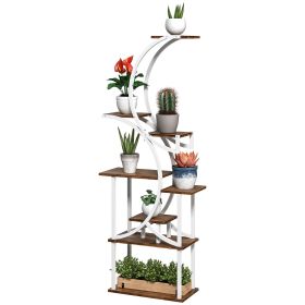 Plant Stand Indoor, 8 Tier 62" S-Shaped Plant Shelf, Corner Plant Rack for Multiple Plants, Carbonised Finish (Color: default)