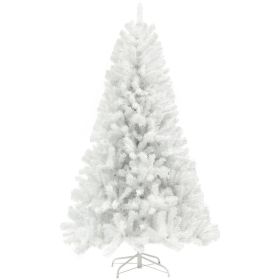 HOMCOM 9ft Tall Artificial Christmas Tree, Unlit Xmas Tree With 2132 Branch Tips, Auto Open, Steel Base, Holiday Decor For Home Office, White (Option: White)